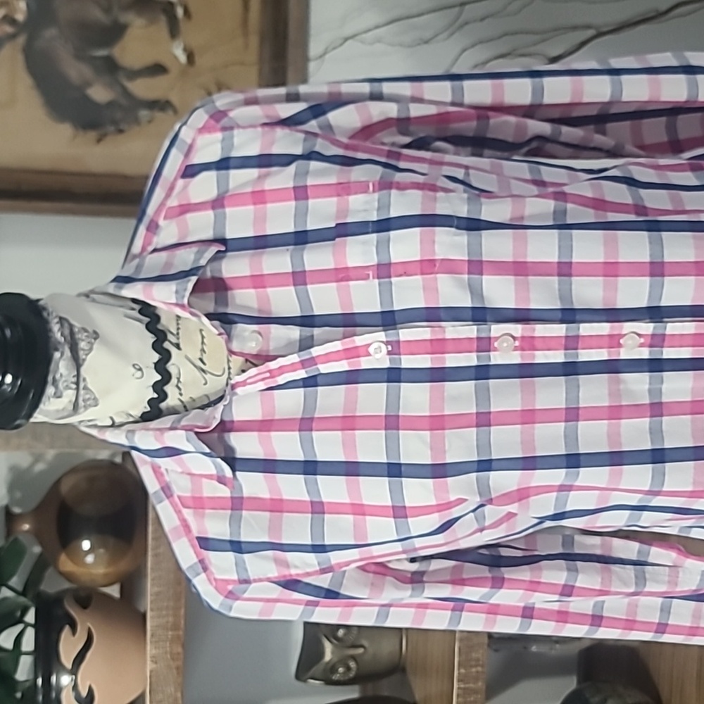 American Eagle Outfitters Pink, Blue & White Plaid Shirt - Picture 2 of 9